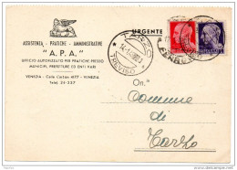1946   CARTOLINA CON ANNULLO TARZO TREVISO - Poststempel