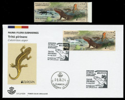 ANDORRA Correos (2024) EUROPA Fauna I Flora Submarines, Tritó Pirinenc, Calotriton Asper, Brook Salamander, Tritón - Collections