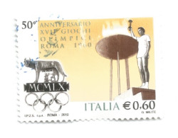 (REPUBBLICA ITALIANA) 2010, ANNIVERSARIO DEI GIOCHI OLIMPICI DI ROMA 1960 - Serie Di 1 Francobollo Usato - 2001-10: Gebraucht