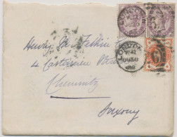 GB 1888 QV 1d Lilac 16 Dots (2x) Together W. Jubilee ½d Vermilion Jubilee On Cover (faults, With Original Contents) With - Briefe U. Dokumente