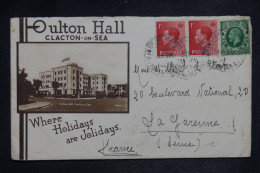 GRANDE BRETAGNE - Enveloppe Du Oulton Hall De Clacton On Sea Pour La France En 1937 - L 153498 - Brieven En Documenten