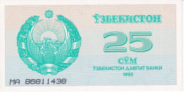 BILLETE DE UZBEKISTAN DE 25 SUM DEL AÑO 1992 SIN CIRCULAR (UNC)   (BANKNOTE) - Usbekistan