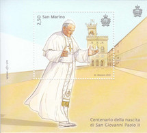 2020 San Marino Pope John Paul II SILVER Souvenir Sheet Of 1   MNH @ BELOW FACE VALUE - Neufs
