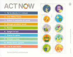 2020 San Marino UN ACT NOW Climate Change Environment Miniature Sheet Of 1 + 9 Labels MNH @ FACE VALUE - Neufs