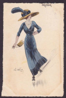 CPA Naillod Charles Art Nouveau Femme Girl Woman érotisme éros Circulé Mode Chapeau Skating Patins à Roulettes - Naillod