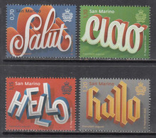 2020 San Marino Greetings Hello Ciao Complete Set Of 4  MNH @ BELOW FACE VALUE - Neufs