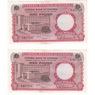 NIGERIA  LOT DE 2 BILLETS 1 Pound 1967 - Nigeria