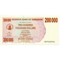 Zimbabwe 200000 Dollars 30 Juin 2008 Pick 49 - Simbabwe