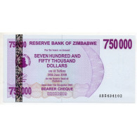 Zimbabwe 750000 Dollars 30 Juin 2008 Pick 52 - Simbabwe