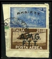 ● ITALIA  ● TRIESTE AMG FTT 1947 ֎ P. A. ֎ N. 5 + 27 Usati ● Cat. 30,00 €  ● Lotto N. 551 ● - Airmail