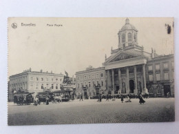 BRUXELLES : Place Royale - 1912 - Tramways- Timbre Décollé - Public Transport (surface)