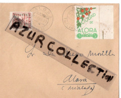 LETTRE DE ALORA AVEC TIMBRE SURCHARGE FRANCO + VIGNETTE CIUDAD DE ALORA 5 CTS - Nationalistische Ausgaben