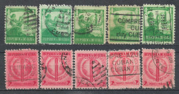 1939 CUBA SET OF 10 USED STAMPS (Michel # 158,159) CV €3.00 - Usados