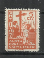 Q590G-SELLO LOCAL SOBRE TASA GUERRA CIVIL ESPAÑA 1937 SANTA CRUZ DEL COMERCIO GRANADA CARIDAD, EMITIDO NUEVO SIN GOMA.SE - Nationalistische Ausgaben