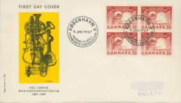 Dänemark 1967 Musikkonservatorium Ersttagsbrief 449 X 4er-Block FDC (X80011) - FDC