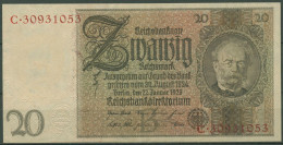 Dt. Reich 20 Reichsmark 1929, DEU-184a Serie B/C, Leicht Gebraucht (K1502) - 20 Mark