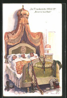 Künstler-AK Hans Leu: In Frankreich 1914 /15, Reserve Hat Ruh, Soldaten Im Bett - Leu, Hans