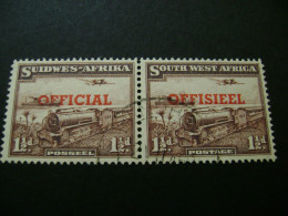 South West Africa - 1951 1½d Official Transposed Bilingual Pair (SG O25a) - Used - Südwestafrika (1923-1990)
