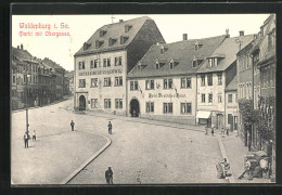 AK Waldenburg I. Sa., Hotel Goldener Löwe Und Hotel Deutsches Haus, Markt Ecke Obergasse  - Waldenburg (Sachsen)