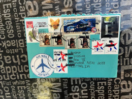 14-6-2024 (55) 2 Letter Posted From USA To Australia In 2024 (with Many Stamps) - Cartas & Documentos