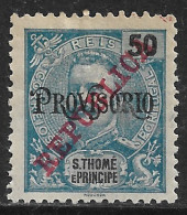 St. Thomas & Prince – 1915 King Carlos Surcharged REPUBLICA And PROVISORIO Mint Stamp - St. Thomas & Prince