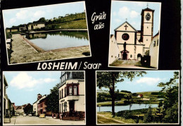 73872535 Losheim Saar See Teilansichten Freibad Kirche Panorama  - Losheim