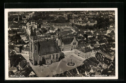 AK Köthen I. Anhalt, Fliegeraufnahme Der Kirche Auf Dem Stadtplatz, Blick Zum Rathaus  - Koethen (Anhalt)