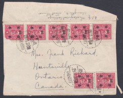 China 1937 Used Cover (Front Part Only) TO Canada, Overprint Stamps - 1912-1949 République