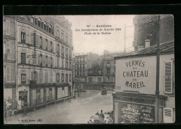 AK Asnières, Les Inondations De Janvier 1910, Place De La Station  - Overstromingen