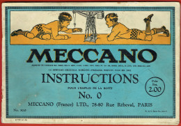 Meccano - Manuel D'instructions Pour L'emploi De La Boîte N°0 - Meccano