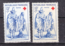 France 1140 Croix Rouge Variété Bleu Et Bleu Gris De Carnet Neuf ** TB MNH Sin Charnela - Neufs