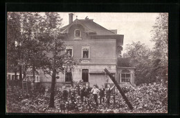 AK Chemnitz, Sturm-Katastrophe 1916, Schlossteich-Restaurant & Jungen  - Overstromingen