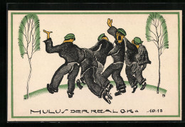 Künstler-AK Bern, Mulus Der Real O. Ka. 1918, Betrunkene Studenten, Absolvia  - Studen