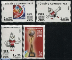 Türkiye 2015 FIFA Womens World Cup 4v, Mint NH, Nature - Sport - Birds - Football - Altri & Non Classificati