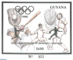 Guyana 1993 Olympic Games S/s, Silver, Mint NH, Sport - Baseball - Fencing - Olympic Games - Baseball