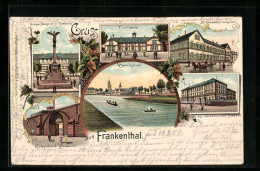 Lithographie Frankenthal, St. Elisabeth Hospital, Kr. Taubstummen Anstalt, Turnhalle  - Frankenthal