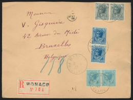 Monaco - L. Recomm Affr. N° 84x2 + 90x2 + 98x2 Càd MONACO PRINCIPAUTE/1927 Pour BRUXELLES - Cartas & Documentos