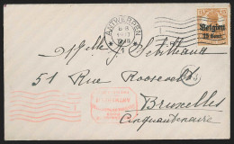 Belgique - L. Affr. OC15 Flam. *ANTWERPEN*/1915 Pour BRUXELLES + Flamme "MILITÄRISCHE POST UBERWACHTUNGSSTELLE" - OC1/25 General Government