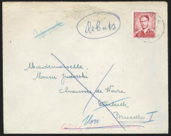 L Affr N°925 De WAVRE/1956 Pour Bruxelles + INCONNU A L'APPEL A AUDERGHEM  + + REBUTS - Covers & Documents