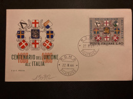 LETTRE TP CENTENARIO DELL'UNIONE ALL'ITALIA L40 OBL.22 III 66 ROMA - 1961-70: Marcofilia