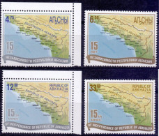 Russian Occupation Of Georgia Abkhasia Abhasia 2008 Independence 15 Ann State Maps Set Of 4 Stamps MNH - Georgia