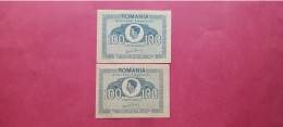 Romania Rumanien Bancnota 100 Lei 1945 Serie Consecutiva 2 Buc - Rumänien