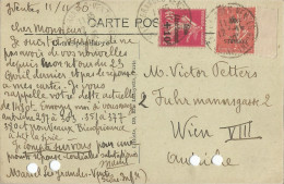 FRANCE - 90 CENT FRANKING (Yv. #256 + Yv # 284) ON PC SENT FROM LES GRANDES VENTES (76) TO AUSTRIA  - 1930 - 1927-31 Caisse D'Amortissement