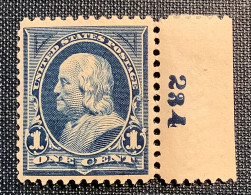 US Sc.264 XF MNH** WITH PLATE NUMBER 234, 1895 1c Blue With Watermark      (USA Neuf Sans Charniére ** TTB - Nuovi
