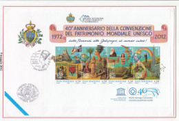 FOGLIETTO R.S.M. 2012 - Ref.079A - BUSTA FDC "ANNIVERSARIO PATRIMONIO MONDIALE UNESCO" 4 Val. - - Blocks & Sheetlets