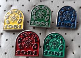 Happy New Year 1981 Snowflake Slovenia Pins - Christmas