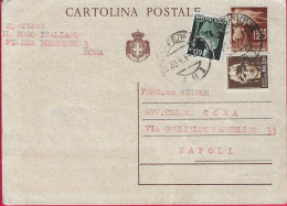 INTERO CARTOLINA POSTALE DEMOCRATICA L. 1,20 (+L.1,20+C.60) DA ROMA *20.4.46* PER NAPOLI - Poststempel