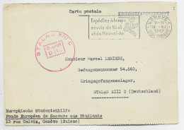 HELVETIA SUISSE CARTE POSTALE KRIEGSGEFAN GENEVE 11.XII.1942 POUR STALAG XIIC GEPRUFT - Poststempel