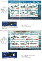 Greenland;  1996 - 1998 Whales.  2 Miniature Sheet On FDC (Populær Filateli). - Whales