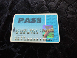 CB-16 , FRANCE, CARTE MAGNETIQUE , 01-1993 , PASS - Disposable Credit Card